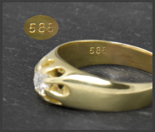 Ring mit 0,43ct Brillant Solitär, 585 Gelbgold, Antik
