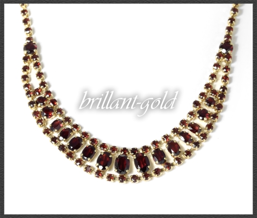 Vintage 333 Gold Collier, 36ct rote Granate