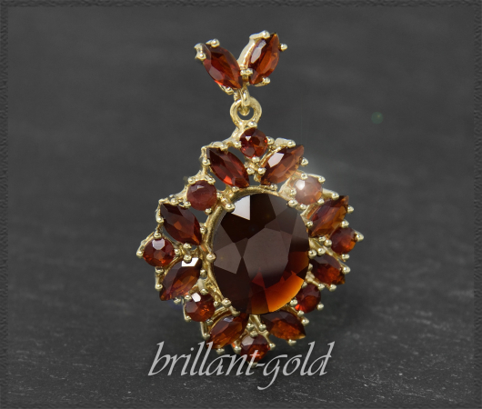 Granat Anhänger mit 5,80ct in 333 Gelbgold, Vintage