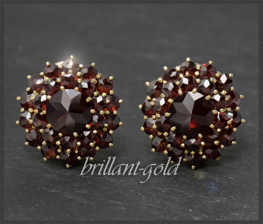 Ohrclips mit 7,80ct Granaten, 333 Gelbgold, Vintage