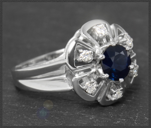 Vintage Saphir & Diamant Ring mit 1,50ct, 585 Gold