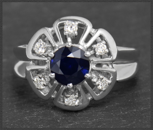 Vintage Saphir & Diamant Ring mit 1,50ct, 585 Gold