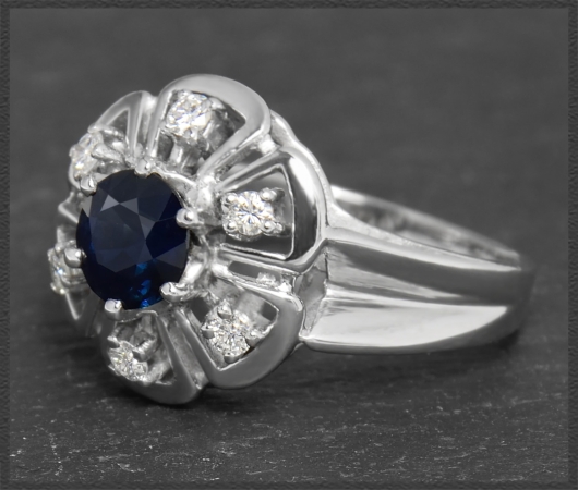 Vintage Saphir & Diamant Ring mit 1,50ct, 585 Gold
