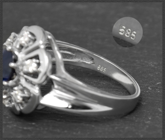 Vintage Saphir & Diamant Ring mit 1,50ct, 585 Gold