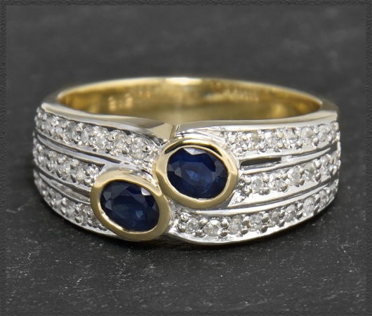 Diamant & Saphir Ring mit 1,20ct, 585 Gold Bandring