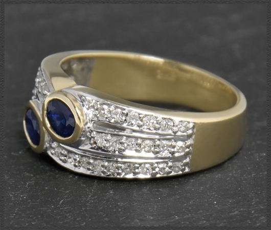 Diamant & Saphir Ring mit 1,20ct, 585 Gold Bandring