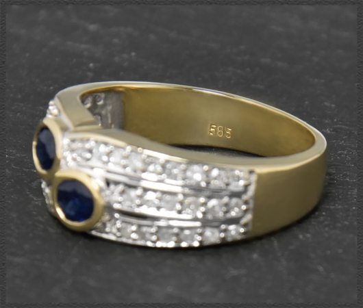 Diamant & Saphir Ring mit 1,20ct, 585 Gold Bandring