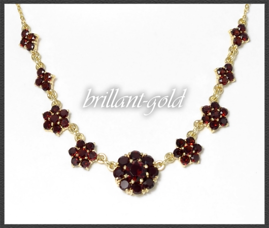 Vintage 585 Gold Collier Kette, 5,75ct rote Granate