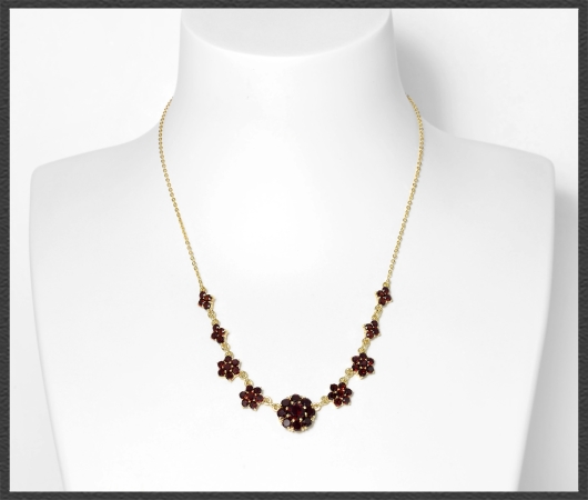 Vintage 585 Gold Collier Kette, 5,75ct rote Granate