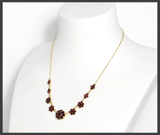 Vintage 585 Gold Collier Kette, 5,75ct rote Granate