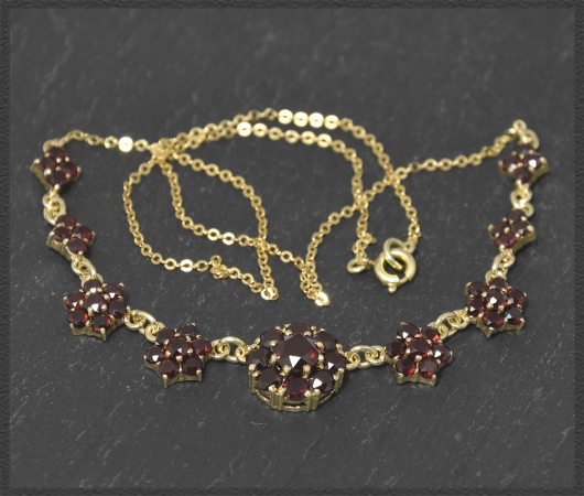 Vintage 585 Gold Collier Kette, 5,75ct rote Granate