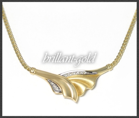 Diamant Collier mit 0,13ct Brillanten, 585 Gold Kette