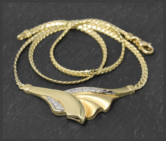 Diamant Collier mit 0,13ct Brillanten, 585 Gold Kette