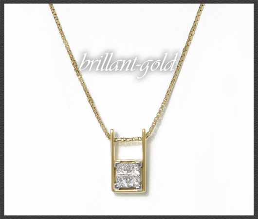 Diamant Collier mit 1,15ct, 585 Gelbgold Kette & Anhänger