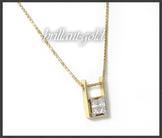Diamant Collier mit 1,15ct, 585 Gelbgold Kette & Anhänger