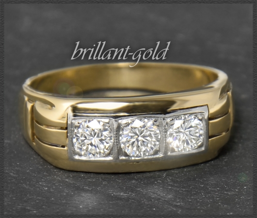Ring mit 0,75ct Brillanten, Vintage um 1950, 750 Gold