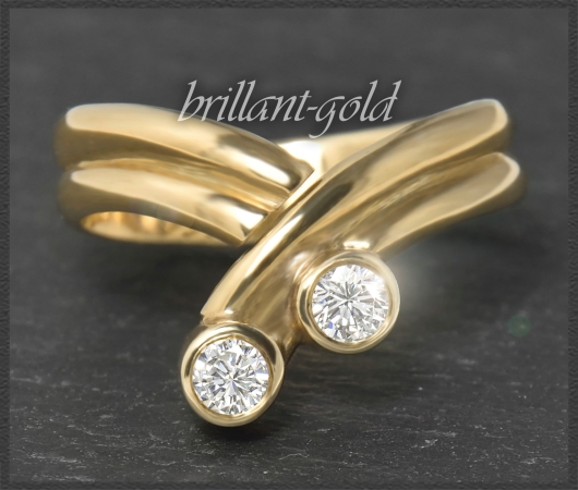 Gold Ring mit 0,40ct Brillanten, 585 Gelbgold
