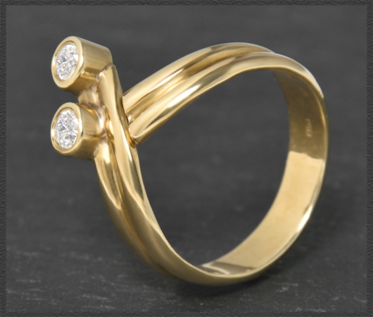Gold Ring mit 0,40ct Brillanten, 585 Gelbgold