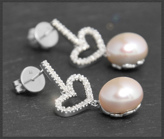 Perlen & Diamant Ohrringe, 0,40ct Brillanten, 585 Weißgold