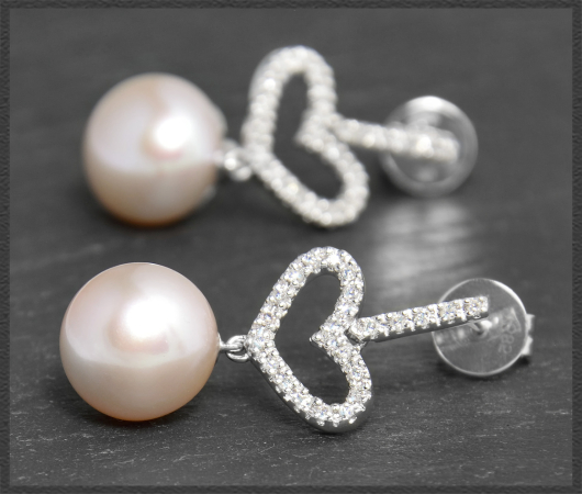 Perlen & Diamant Ohrringe, 0,40ct Brillanten, 585 Weißgold