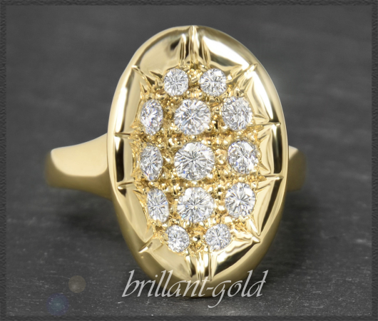 Designer Diamant Ring, 1,43ct Brillanten, 750 Gelbgold