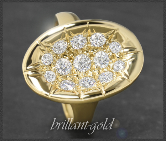 Designer Diamant Ring, 1,43ct Brillanten, 750 Gelbgold