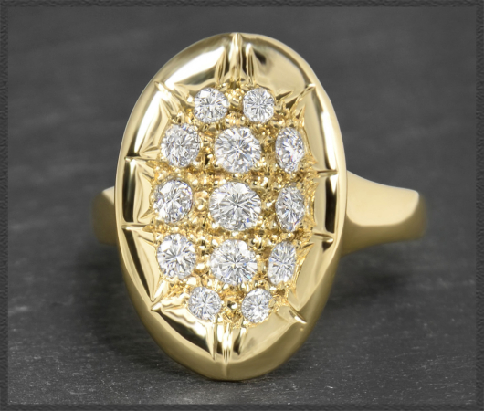 Designer Diamant Ring, 1,43ct Brillanten, 750 Gelbgold