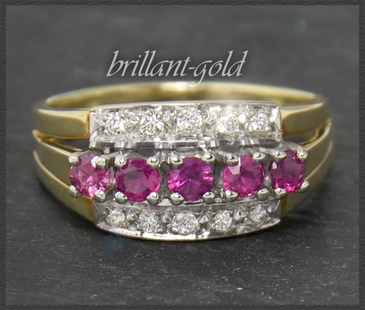 Diamant & Turmalin Ring mit 0,65ct, 585 Gold