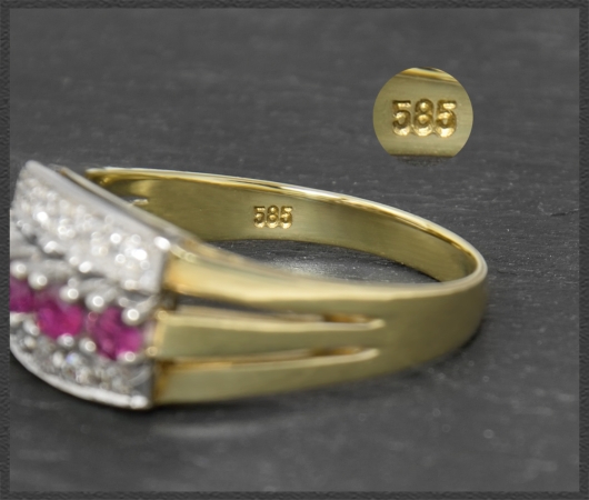 Diamant & Turmalin Ring mit 0,65ct, 585 Gold