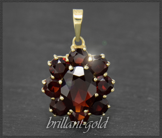 Anhänger aus 333 Gold, mit 4,90ct roten Granaten