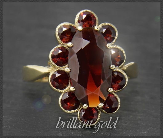 Granat Ring mit 4,6ct, 333 Gold, Antiker Cocktailring
