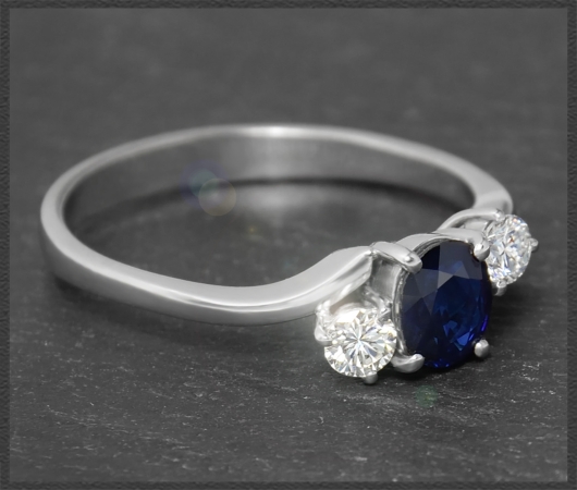 Diamant & Saphir 1,10ct Ring, 585 Weißgold