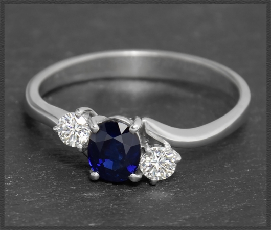 Diamant & Saphir 1,10ct Ring, 585 Weißgold