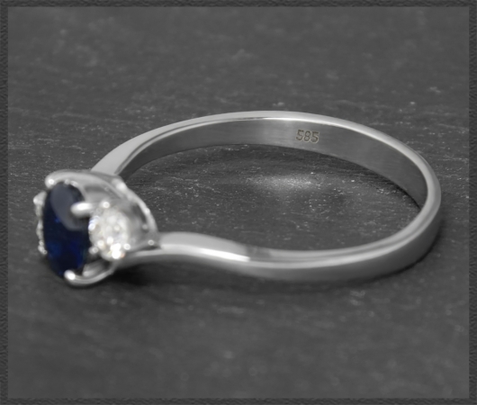 Diamant & Saphir 1,10ct Ring, 585 Weißgold