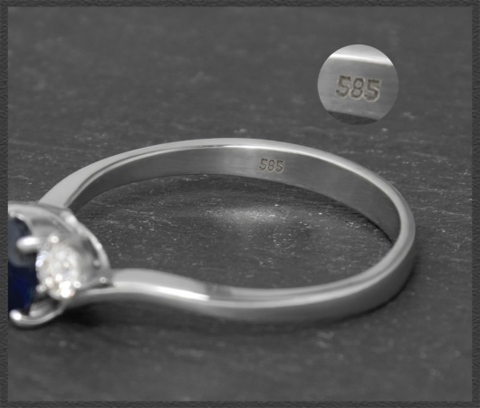 Diamant & Saphir 1,10ct Ring, 585 Weißgold