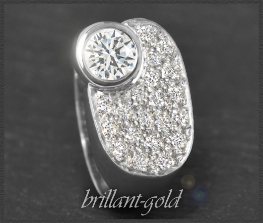 Diamant Ring mit 1,67ct, Solitär Brillant, 585 Weißgold