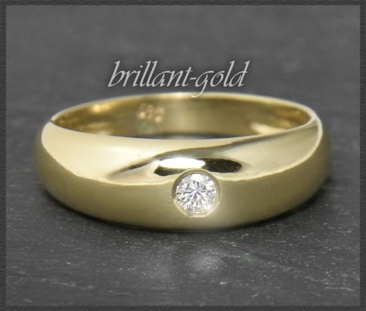 Solitär Ring mit 0,12ct Brillant, 585 Gold Bandring