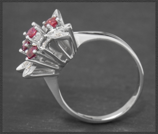 Diamant & Rubin Ring mit 0,64ct, 585 Gold, Vintage