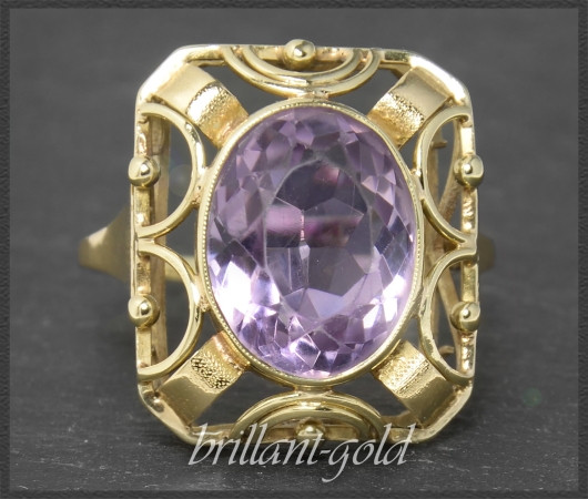 Ring mit 8,50ct Amethyst, 585 Gelbgold, Vintage