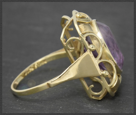 Ring mit 8,50ct Amethyst, 585 Gelbgold, Vintage
