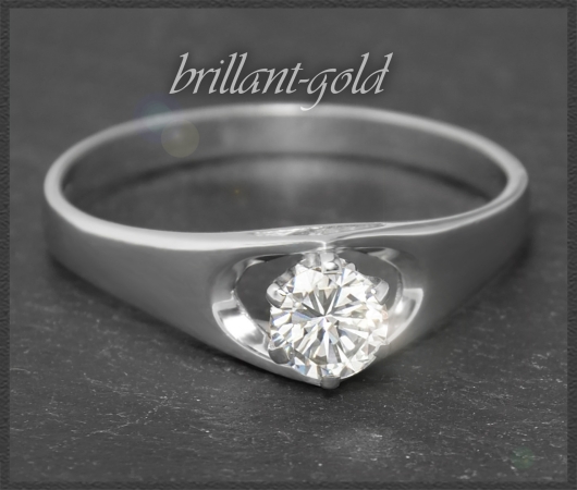 Diamant 585 Gold Ring, 0,63ct Brillant Vintage Solitär