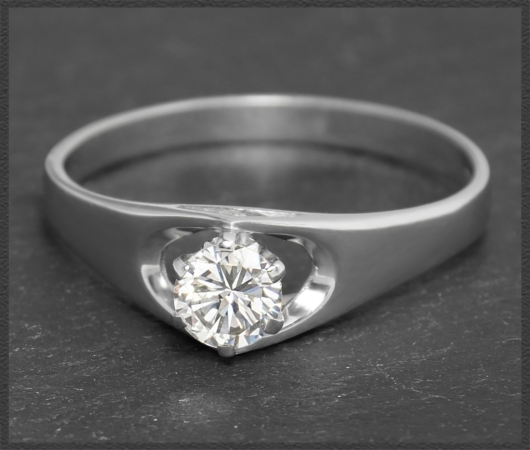 Diamant 585 Gold Ring, 0,63ct Brillant Vintage Solitär