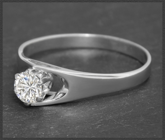 Diamant 585 Gold Ring, 0,63ct Brillant Vintage Solitär