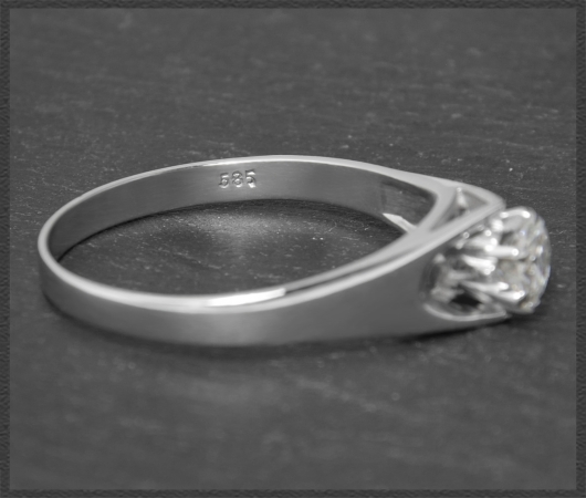 Diamant 585 Gold Ring, 0,63ct Brillant Vintage Solitär