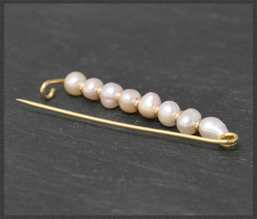 Perlen Brosche aus 750 Gold, Vintage