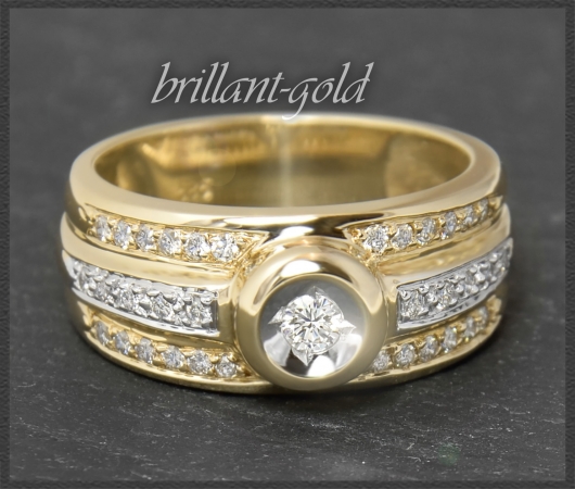 Diamant Ring, 0,45ct Brillanten, 585 bicolor Gold