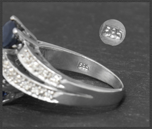 Saphir & Diamant Cocktail Ring mit 2,90ct, 585 Weißgold Damenring, Handarbeit