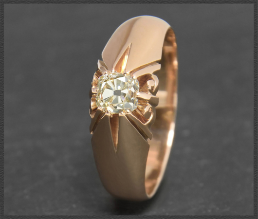 Diamant Ring mit 0,64ct, 585 Rotgold, Antik um 1880