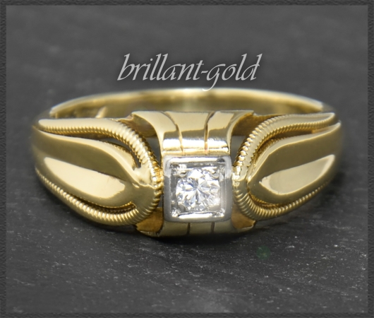 Antiker Diamant Ring, 0,11ct Solitär, 585 Gold & Platin