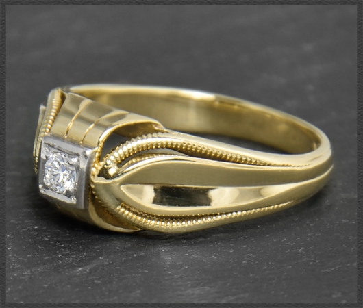 Antiker Diamant Ring, 0,11ct Solitär, 585 Gold & Platin
